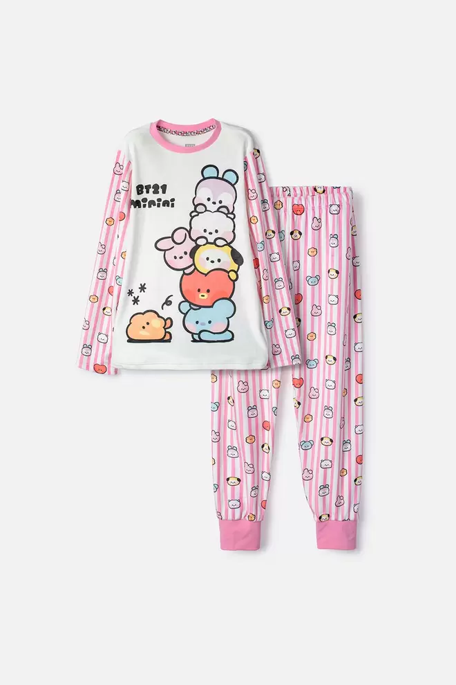 PIJAMA DE BT21 PANTALÓN LARGO MULTICOLOR PARA NIÑA