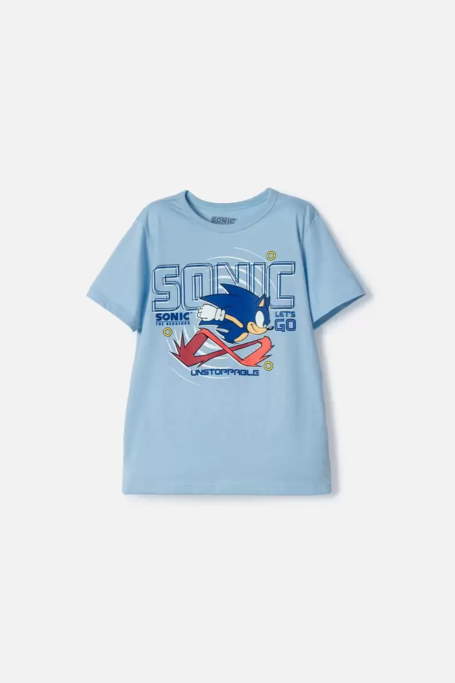 CAMISETA DE SONIC MANGA CORTA AZUL PARA NIÑO