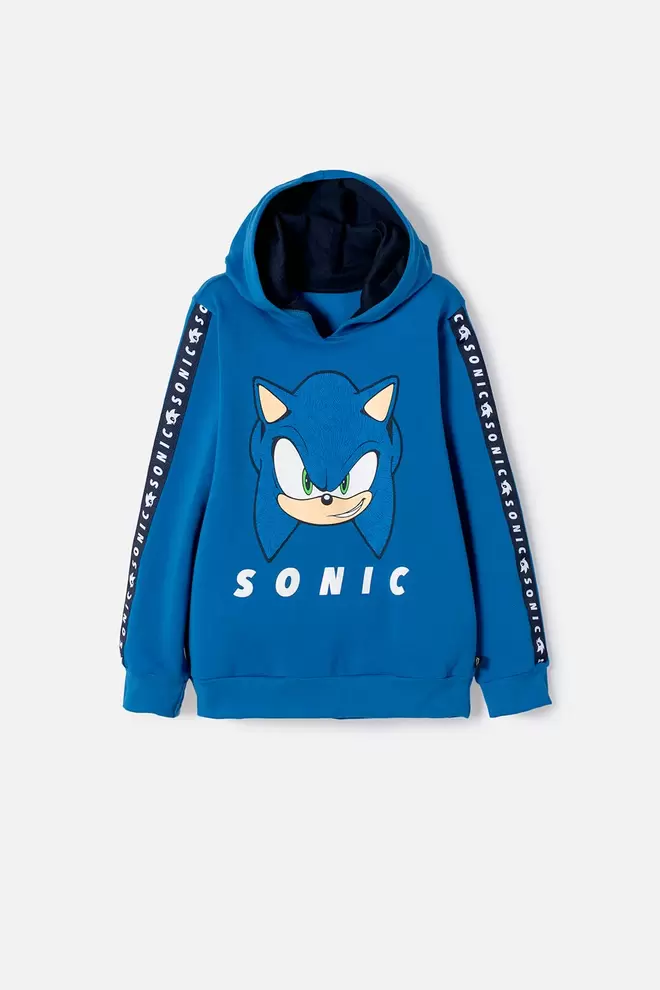 BUZO DE SONIC CON CAPUCHA AZUL PARA NIÑO