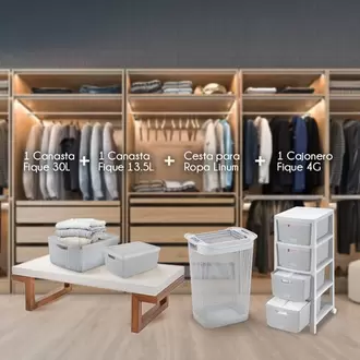 Combo Organizador Closeth, 1 Cajonero Fique, 1 Canasta Fique 13.5 Litros, 1 Canasta Fique 30 Litros, 1 Cesta De Ropa Linum