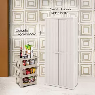Combo Cocina Home, 1 Armario Grande Liviano Home, 1 Canasta Organizadora