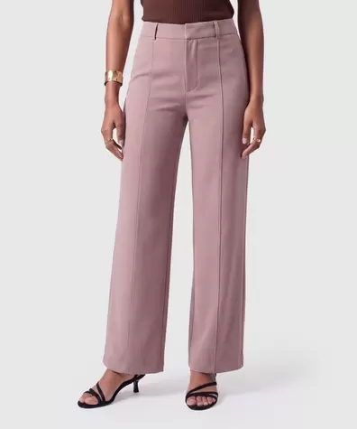Pantalón Wide Leg Con Costura Mujer