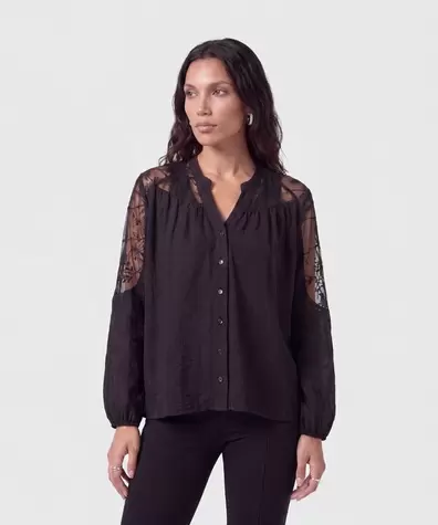 Blusa Con Mangas De Encaje Para Mujer