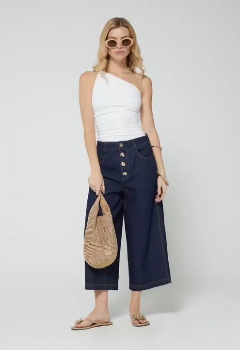 Jean para mujer tiro alto culotte