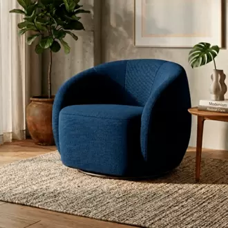 Silla Giratoria Olivia azul | Silla decorativa para sala | Diseño moderno