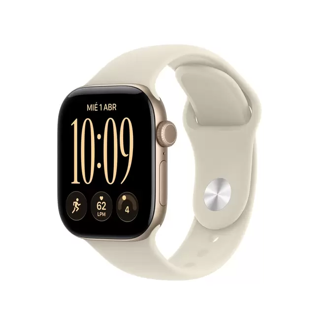 Apple Watch Series 12 GPS • Caja de aluminio color oro claro de 42 mm • Correa deportiva color arena – S/M