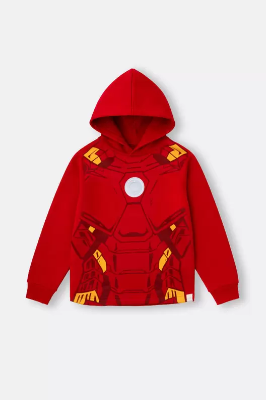 Camiseta manga larga con capucha para niño inspirada en Iron Man