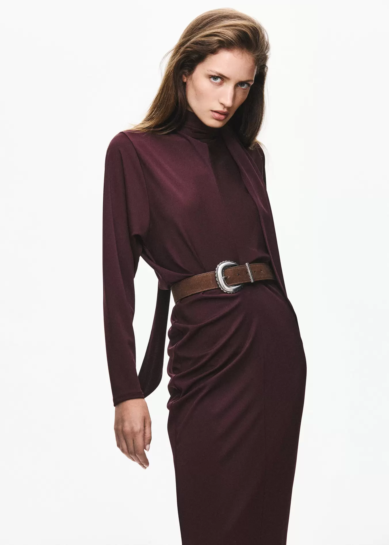 Ruched side knitted dress