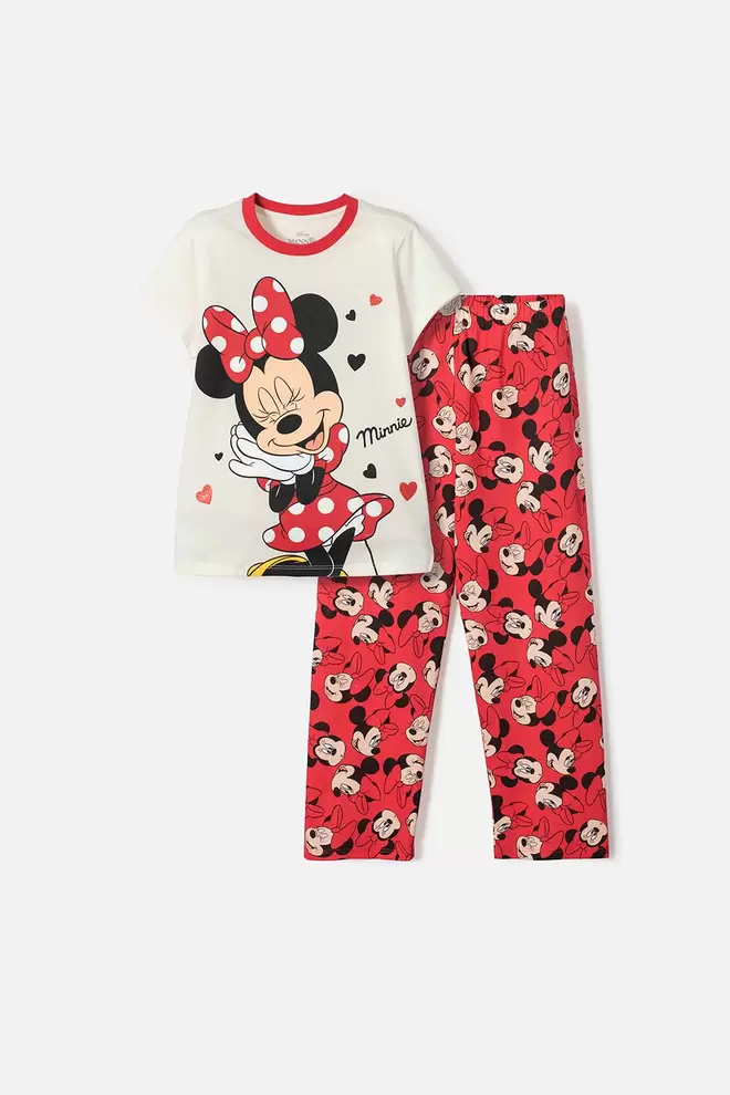 PIJAMA DE MINNIE MOUSE PANTALÓN LARGO MARFIL PARA NIÑA
