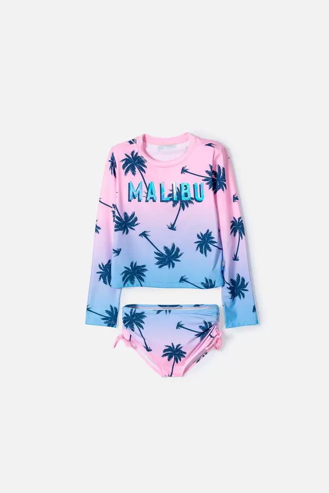 VESTIDO DE BAÑO MIC MULTICOLOR DE CAMISETA MANGA LARGA PARA NIÑA
