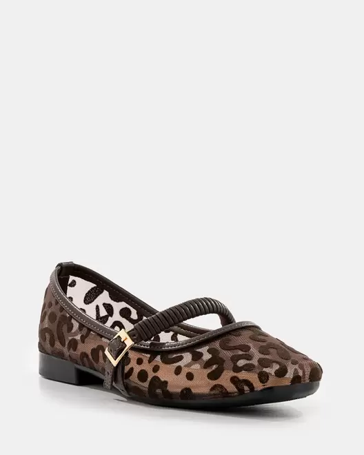 Slingback Plana Cadena Dorada Mujer Bona - CAFE
