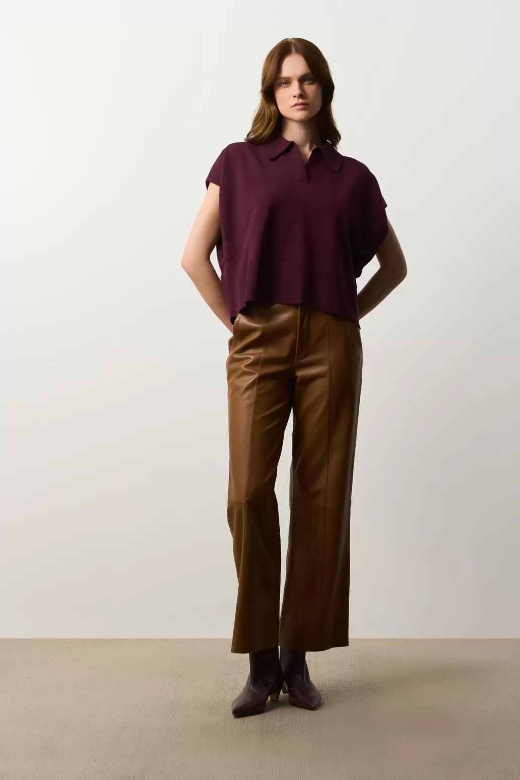 Polo bora tejida para mujer silueta boxy