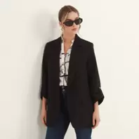 Blazer De Cuello Solapa Y Manga Remangada