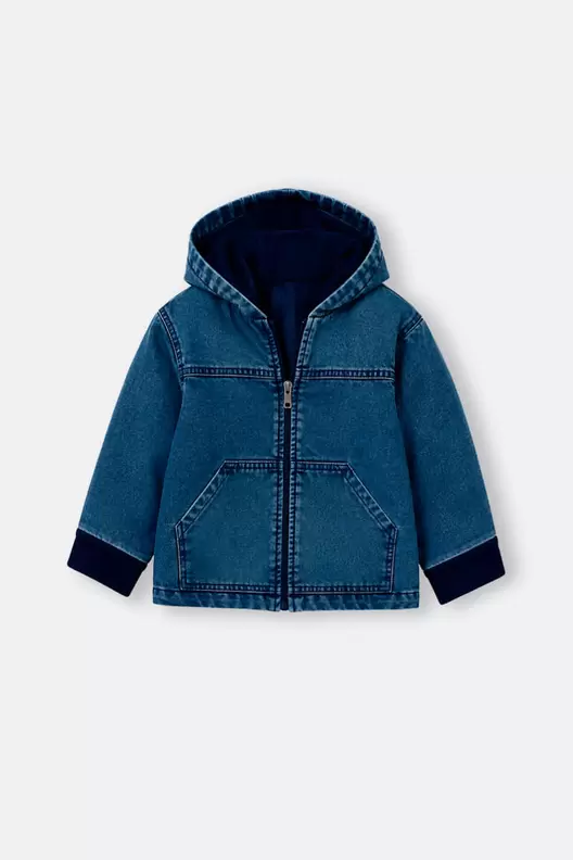 Chaqueta con capucha en denim para niño