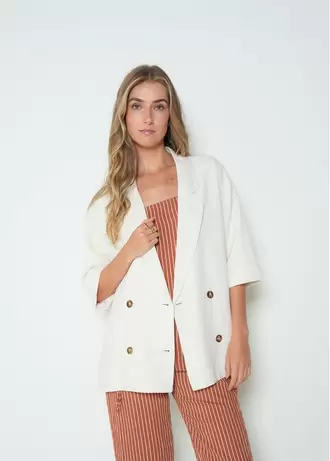 Chaqueta fit regular manga larga cuello en V