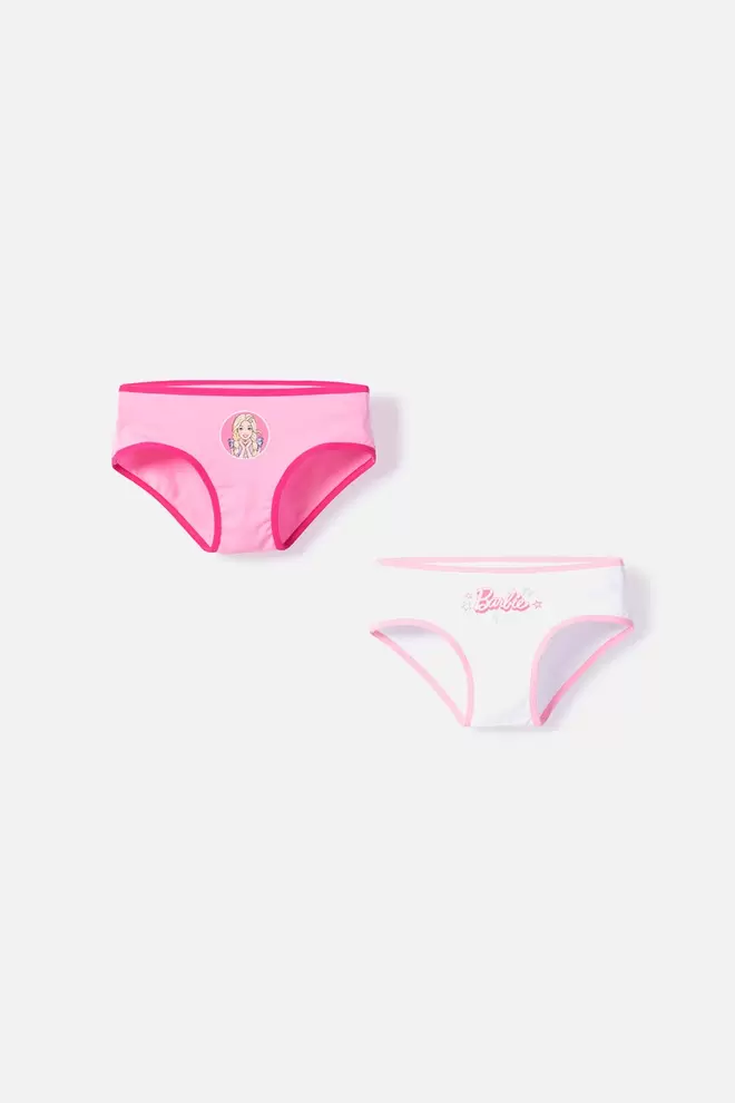 PACK X2 PANTIES DE BARBIE ROSADO ESTAMPADO PARA NIÑA