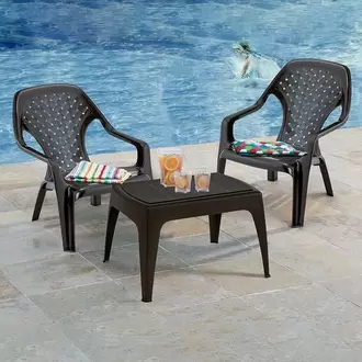 Combo Aire Libre, 1 Mesa De Centro, 2 Sillas Playeras
