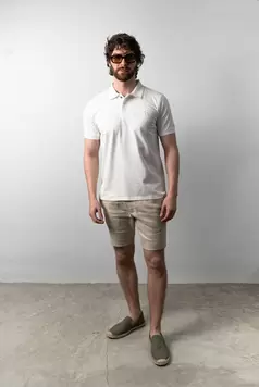 Polo Fashion Blanco/Líneas Texturizadas