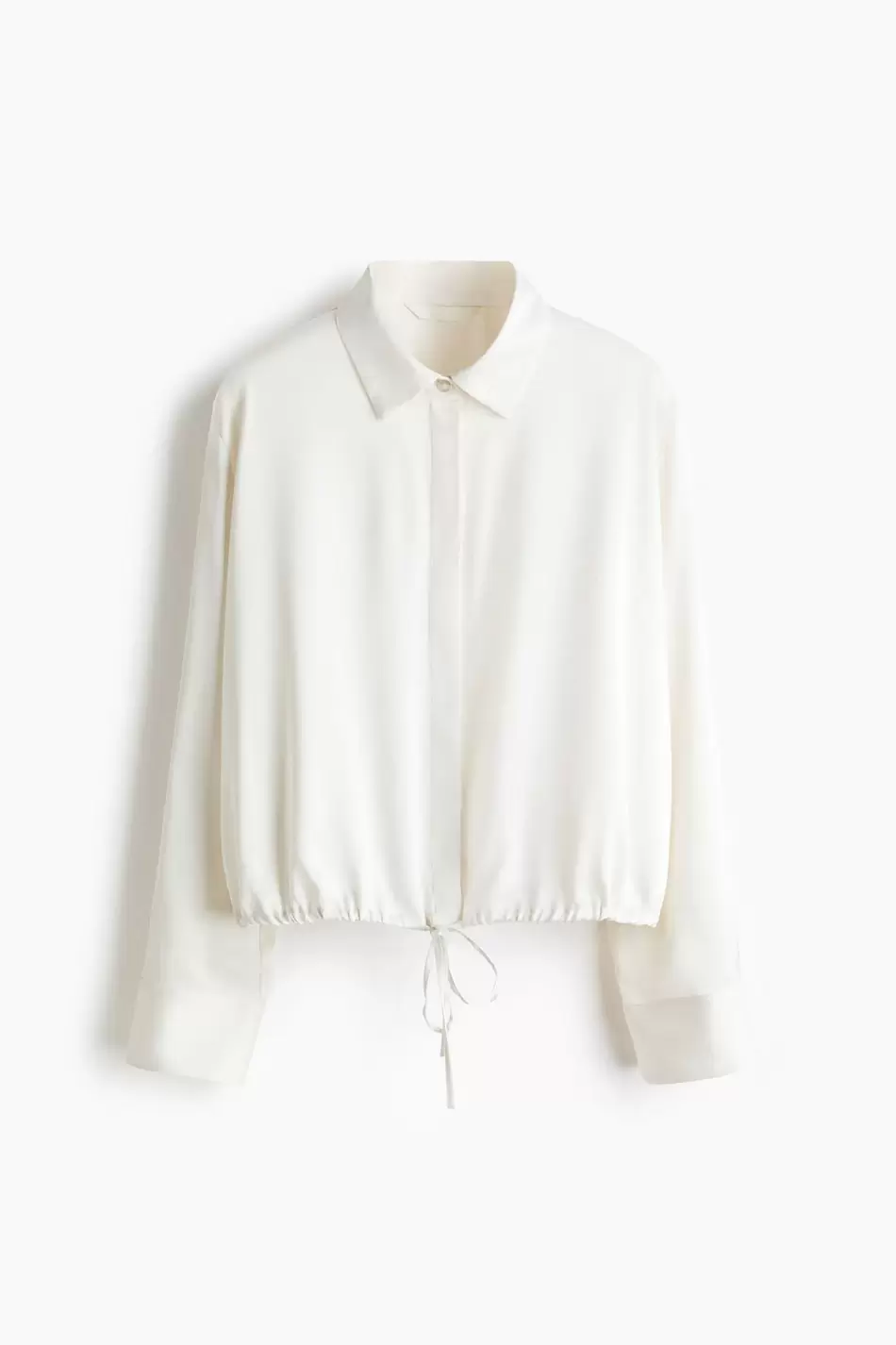 Camisa en sarga satinada con cordón de ajuste