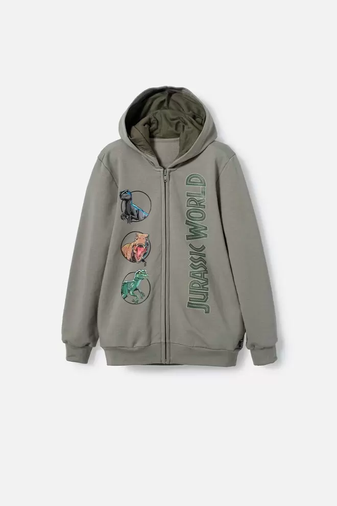 BUZO DE JURASSIC WORLD VERDE CON CAPUCHA PARA NIÑO