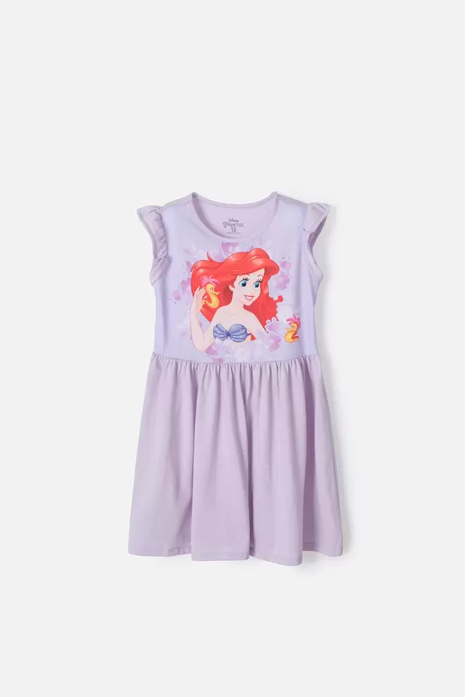 VESTIDO DE LA SIRENITA MANGA CORTA LILA PARA NIÑA