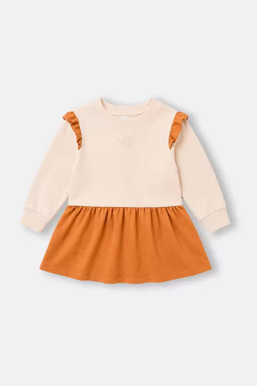 Vestido manga larga con boleros para niña