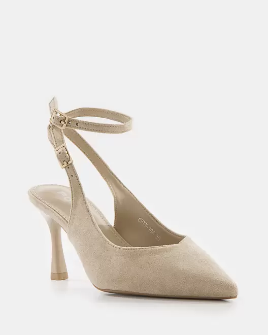 Tacones Punta Fina con Tiras - BEIGE