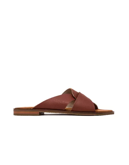Sandalia plana en cuero para Mujer versátil y moderna color Naranja Marca JOSH - REF CLE1141LJ