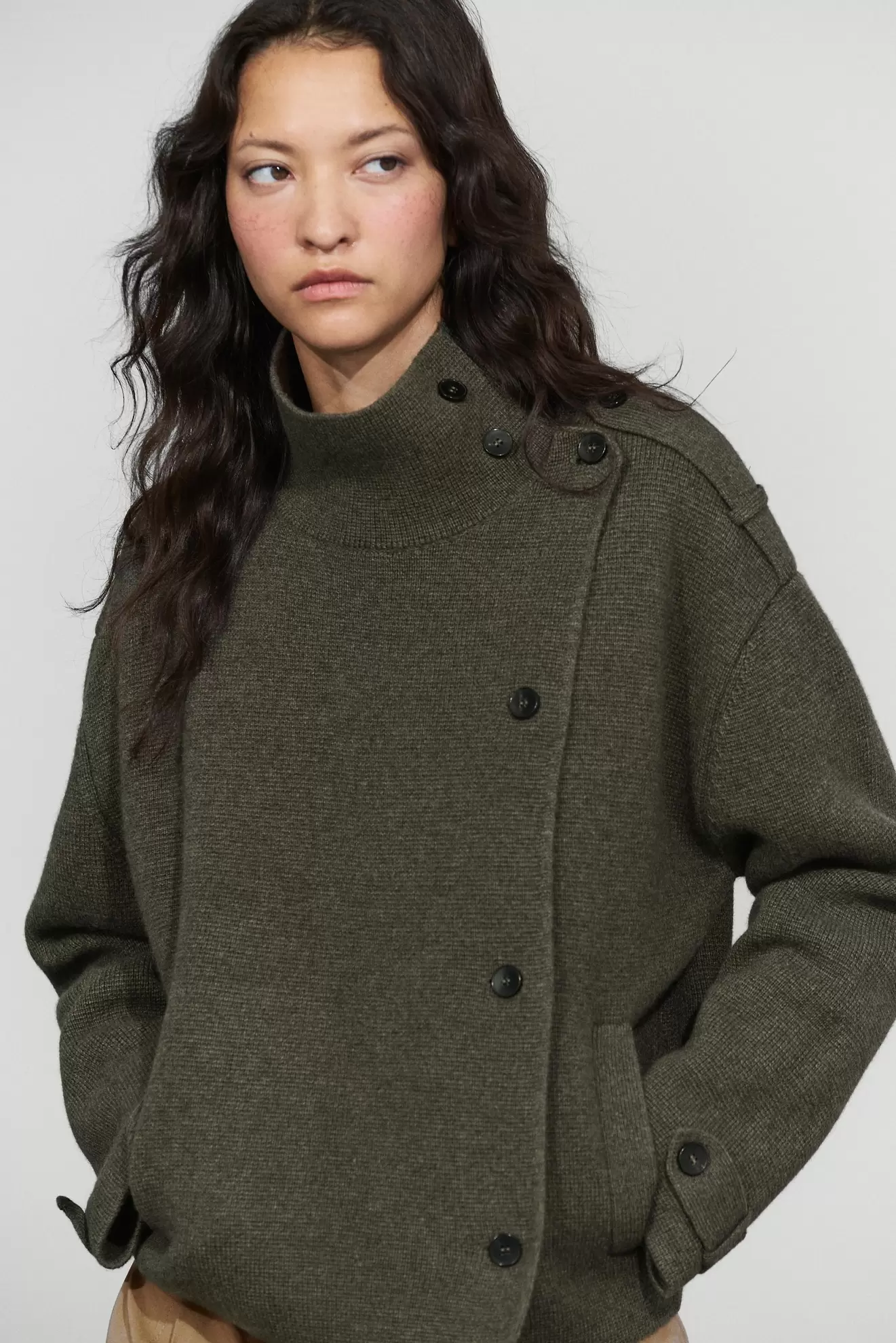 Chaqueta punto doble botonadura mezcla lana