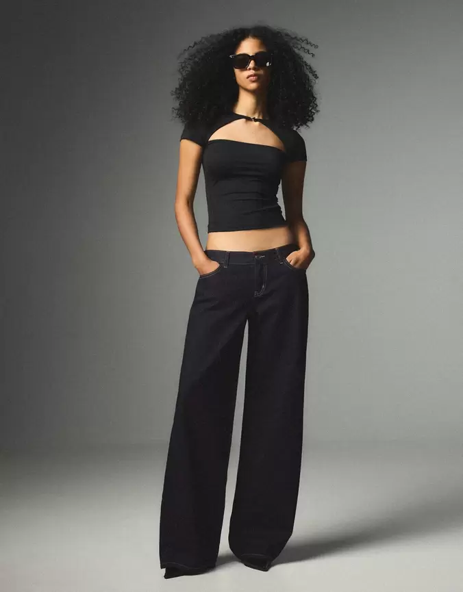 Jeans wide leg tiro bajo