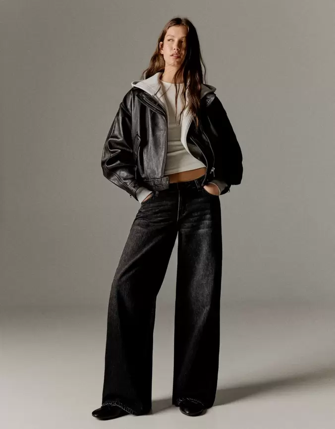 Jeans wide leg tiro bajo