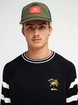 Bob Marley Trench Town Jersey de cuello redondo Negro Hombre