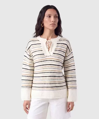 Saco Tejido Cuello Lazo Para Mujer