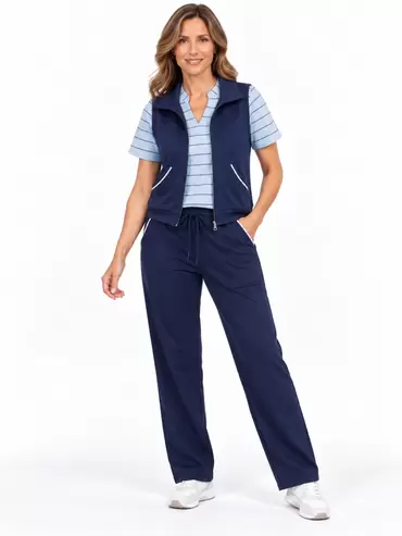 Conjunto Chaleco burda silueta amplia + Pantalón sudadera burda silueta amplia
