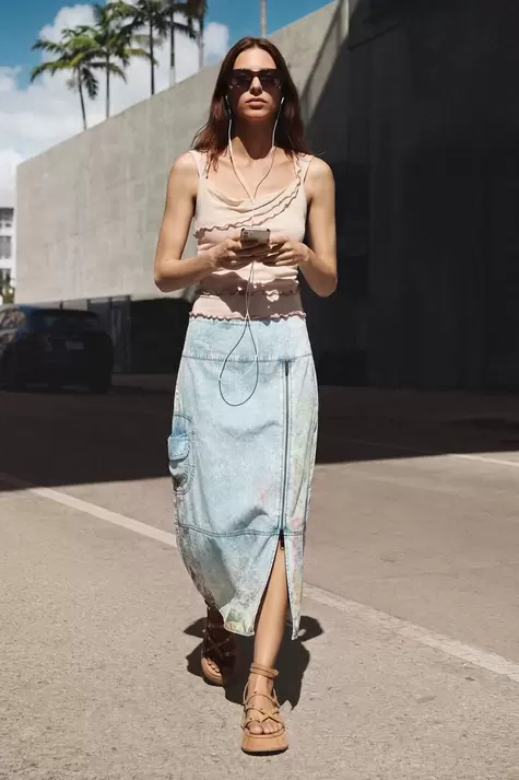 Falda Denim Midi lyocell