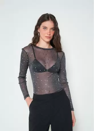 Camiseta manga larga con transparencia
