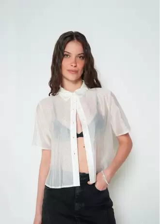 Camisa manga corta con apliques brillantes