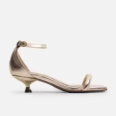 Sandalia tacon malva de cuero para mujer - Oro