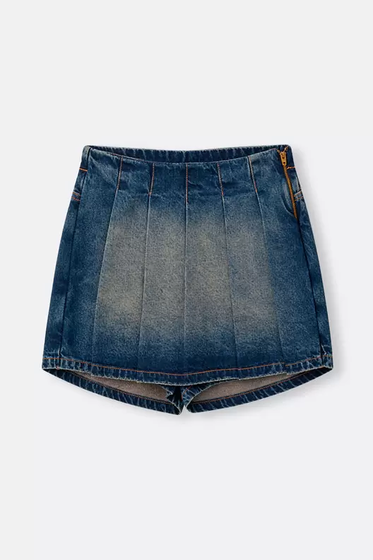 Falda short en denim para niña