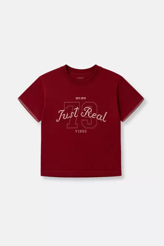 Camiseta en algodón para niña con manga corta