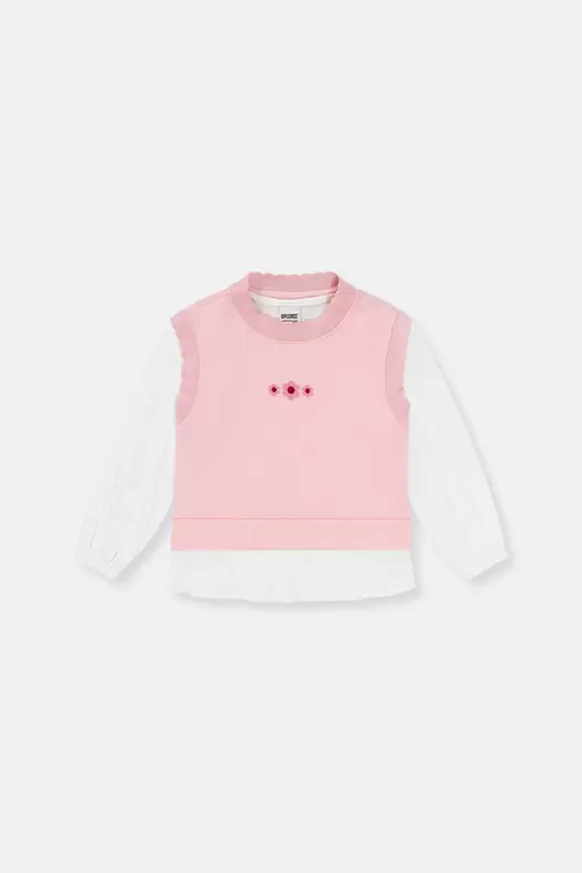 Set de camisa manga larga y chaleco para niña