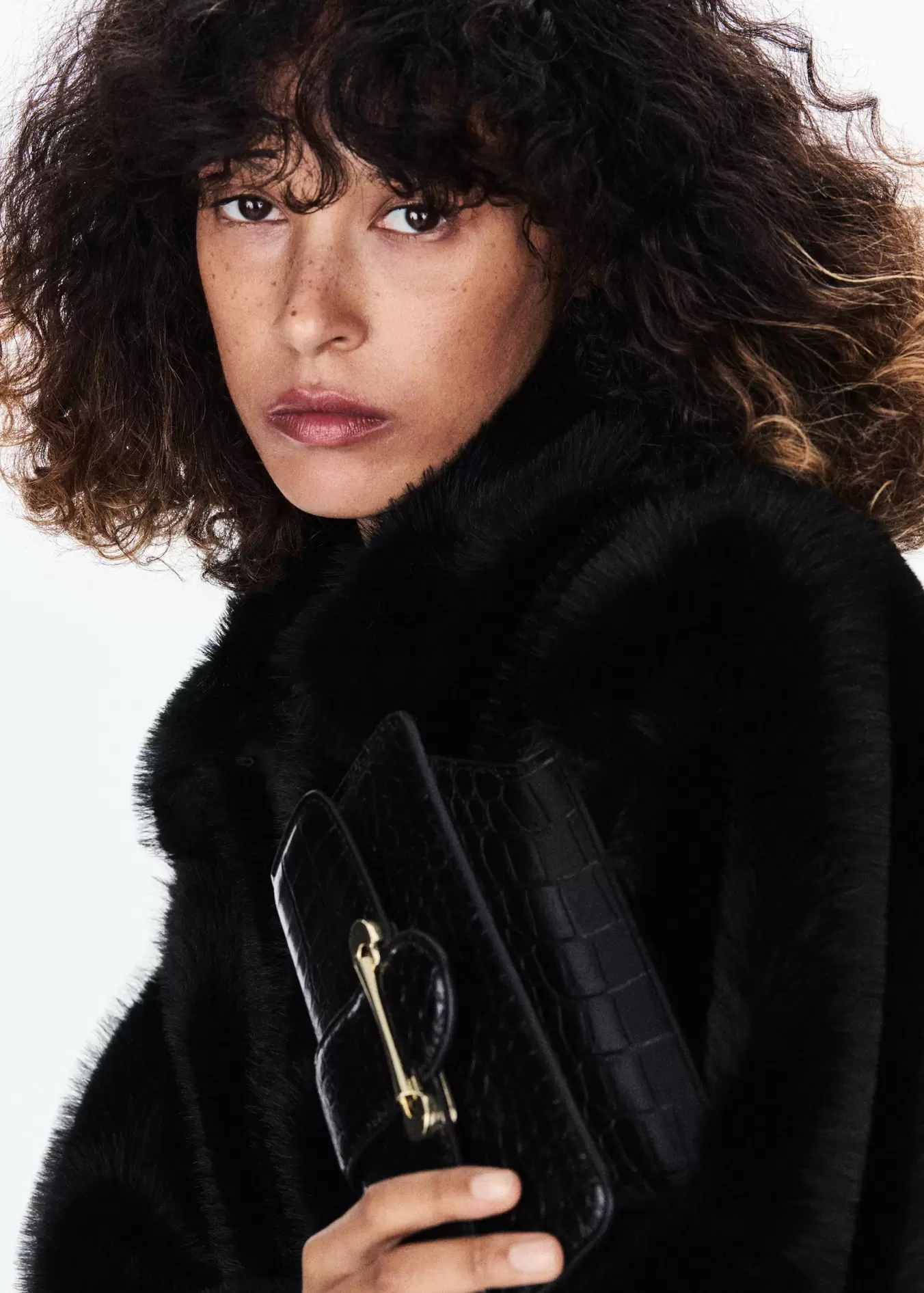 Jacket with faux fur collar and shirt-style collar