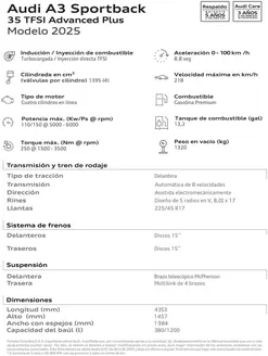 Catálogo Audi en Bogotá | Audi A3 Sportback | 2025-08-16T00:00:00.000Z - 2026-08-16T00:00:00.000Z