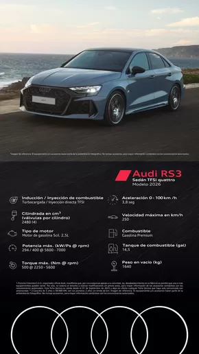 Catálogo Audi en Medellín | Audi RS3 Sedan TFSI quattro 2026 compressed | 2025-11-07T00:00:00.000Z - 2025-11-21T00:00:00.000Z