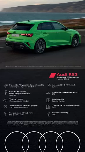 Catálogo Audi en Medellín | Audi RS3 Sportback TFSI quattro 2026 compressed | 2025-11-07T00:00:00.000Z - 2025-11-21T00:00:00.000Z