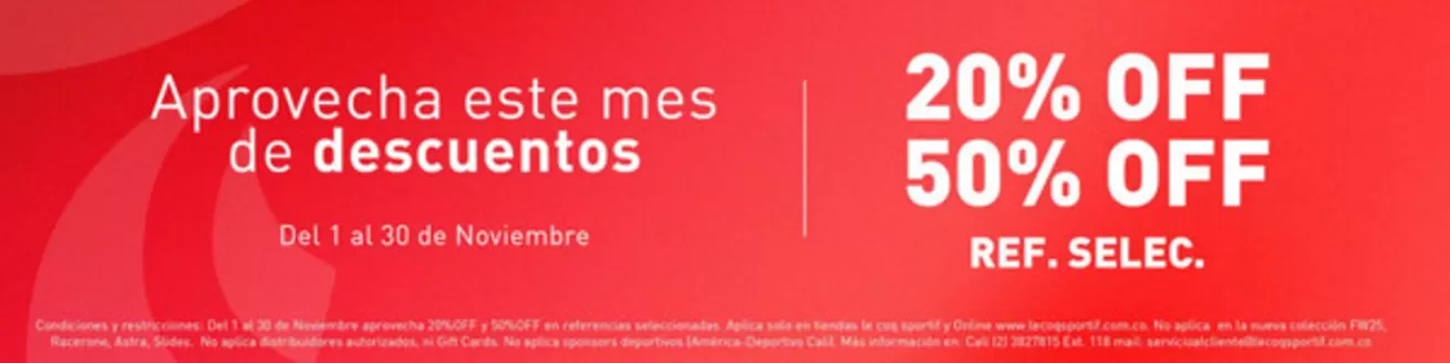 Catálogo Le Coq Sportif en Valledupar | Aprovecha este mes de descuentos 20% Dto - 50% Dto | 2025-11-07T00:00:00.000Z - 2025-11-30T00:00:00.000Z