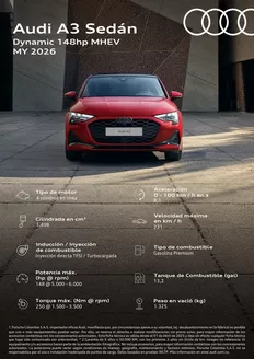 Catálogo Audi | Audi A3 sedan Dynamic MHEV 2026 | 2025-12-02T00:00:00.000Z - 2025-12-16T00:00:00.000Z