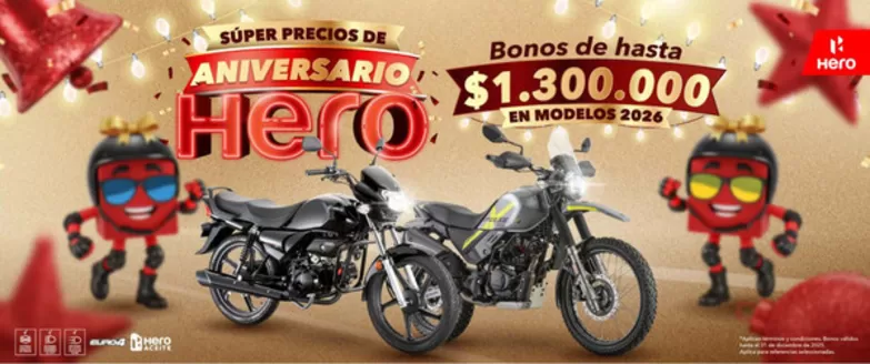 Catálogo Hero Motos | Bonus de hasta $1.300.000 ene modelos 2026 | 2025-12-04T00:00:00.000Z - 2025-12-31T00:00:00.000Z
