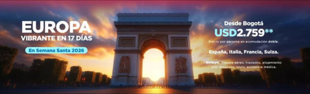 Catálogo Over Turismo en Apartadó | Europa en Semana Santa 2026 USD 2.759 | 2025-12-04T00:00:00.000Z - 2025-12-07T00:00:00.000Z