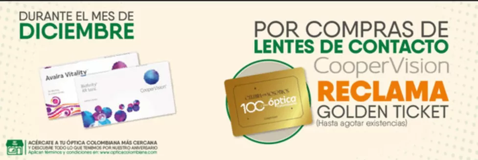 Catálogo Óptica Colombiana en Ocaña | Por Compras de Lentes de Contacto CoopreVision Reclama Golden Ticket | 2025-12-10T00:00:00.000Z - 2025-12-31T00:00:00.000Z